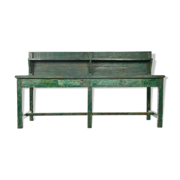 Skated wooden workshop table with its shelf