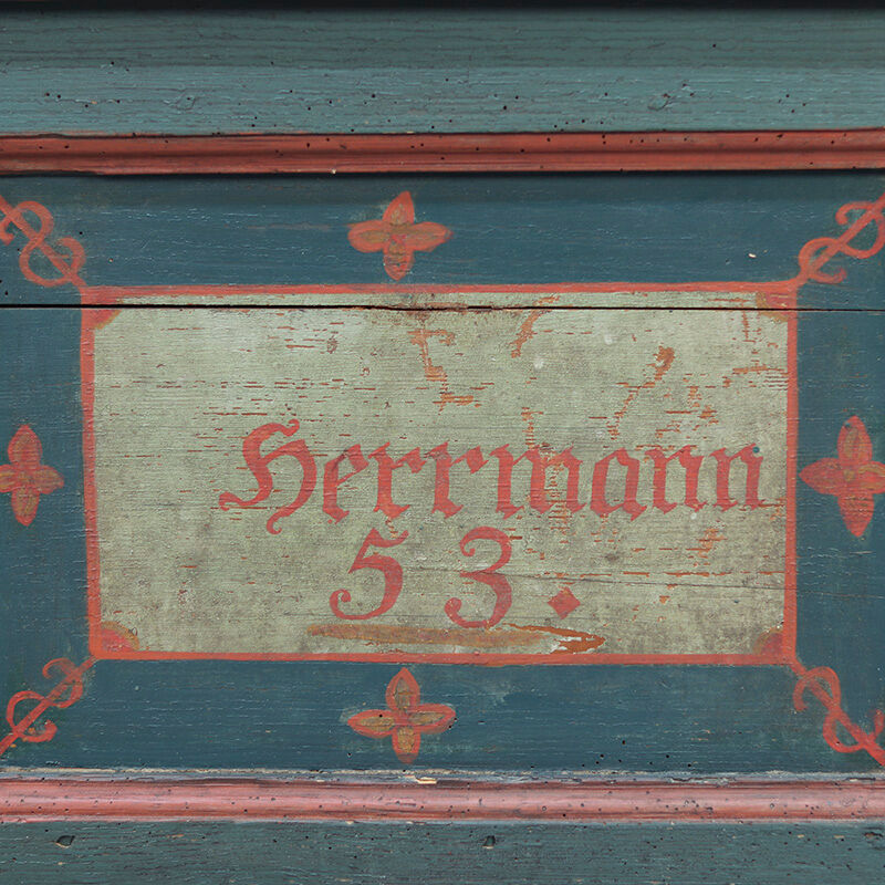 Antique Folk Art Painted bridal chest 1853