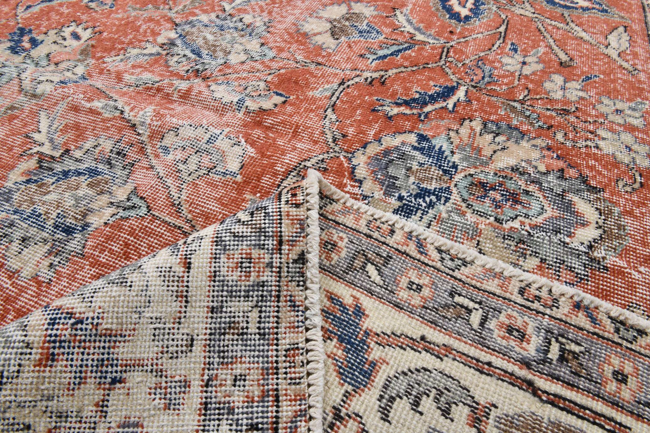8x12 Persian Red & Blue Floral Persian Rug, Rugs For Living Room, 260x366Cm