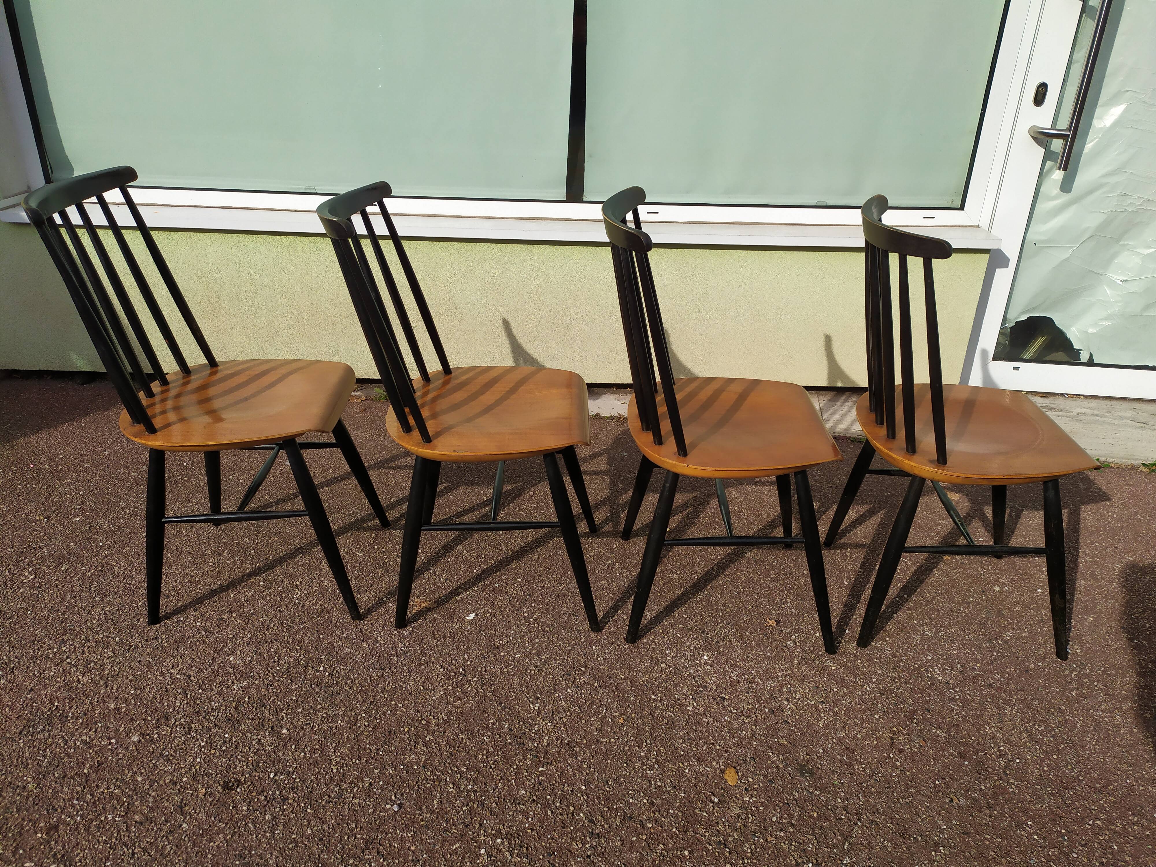 Set of 4 Scandinavian Chairs Fanett by Ilmari Tapiovaara, 60s