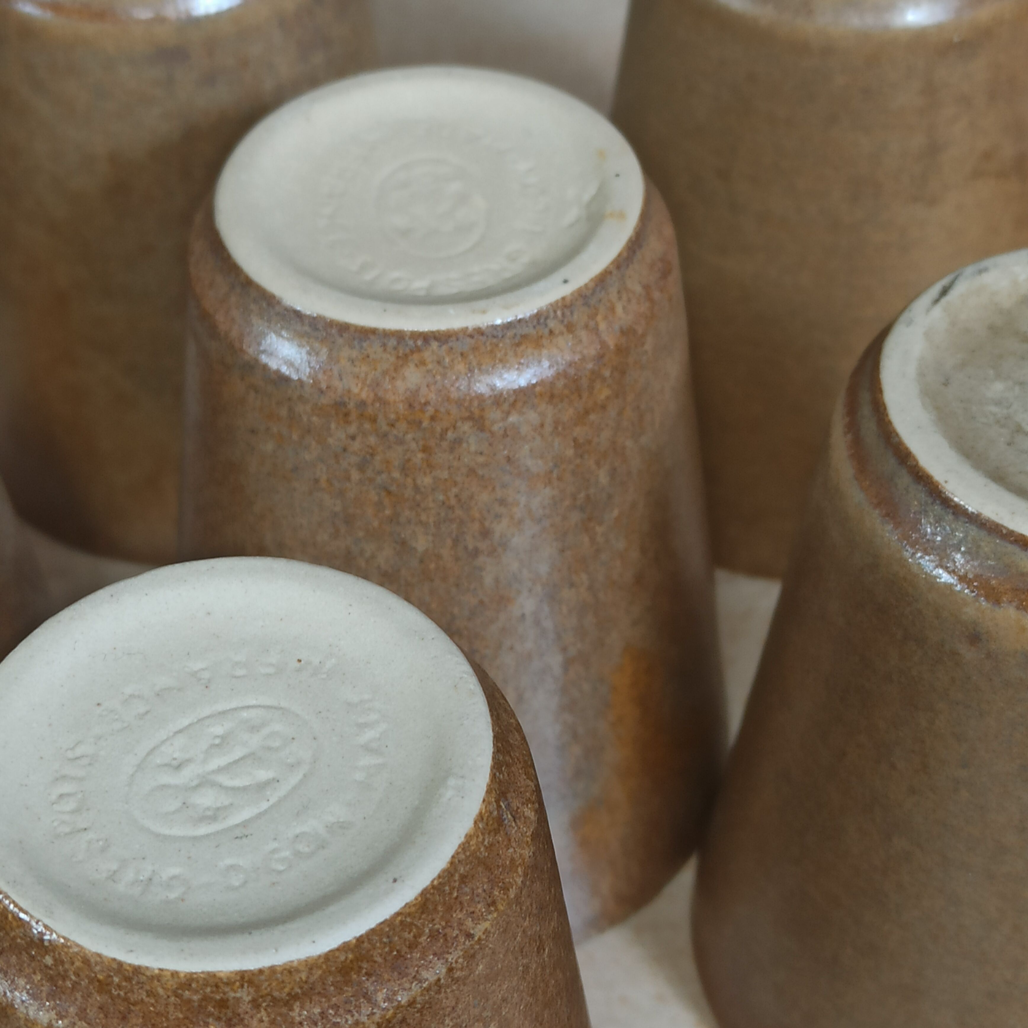 6 Cups cups in vintage Digoin sandstone