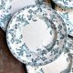 6 assiettes plates Longwy en terre de fer bleue, service "Chartres"