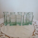 Lot of 5 triangular glass apothecary bottles