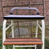 Vintage stepladder in Formica, wood and chromed metal