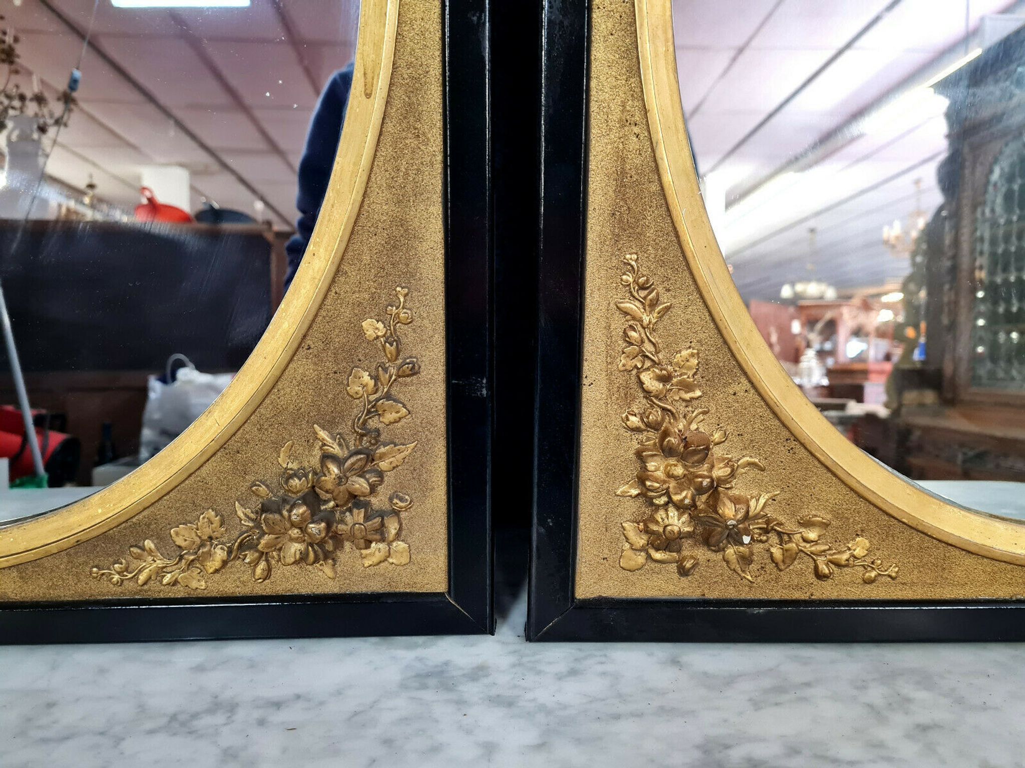 Pair of mirrors in gilded and lacquered wood Napoleon III period around 1880-1900