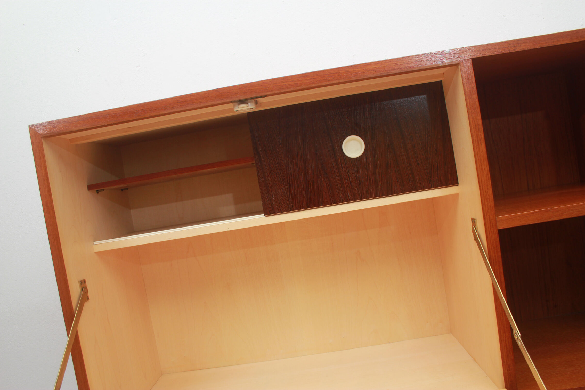1960s floating wall secretary in teak