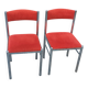 Pair of designer chairs in chrome metal and orange velvet from the 1970s.