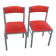Pair of designer chairs in chrome metal and orange velvet from the 1970s.