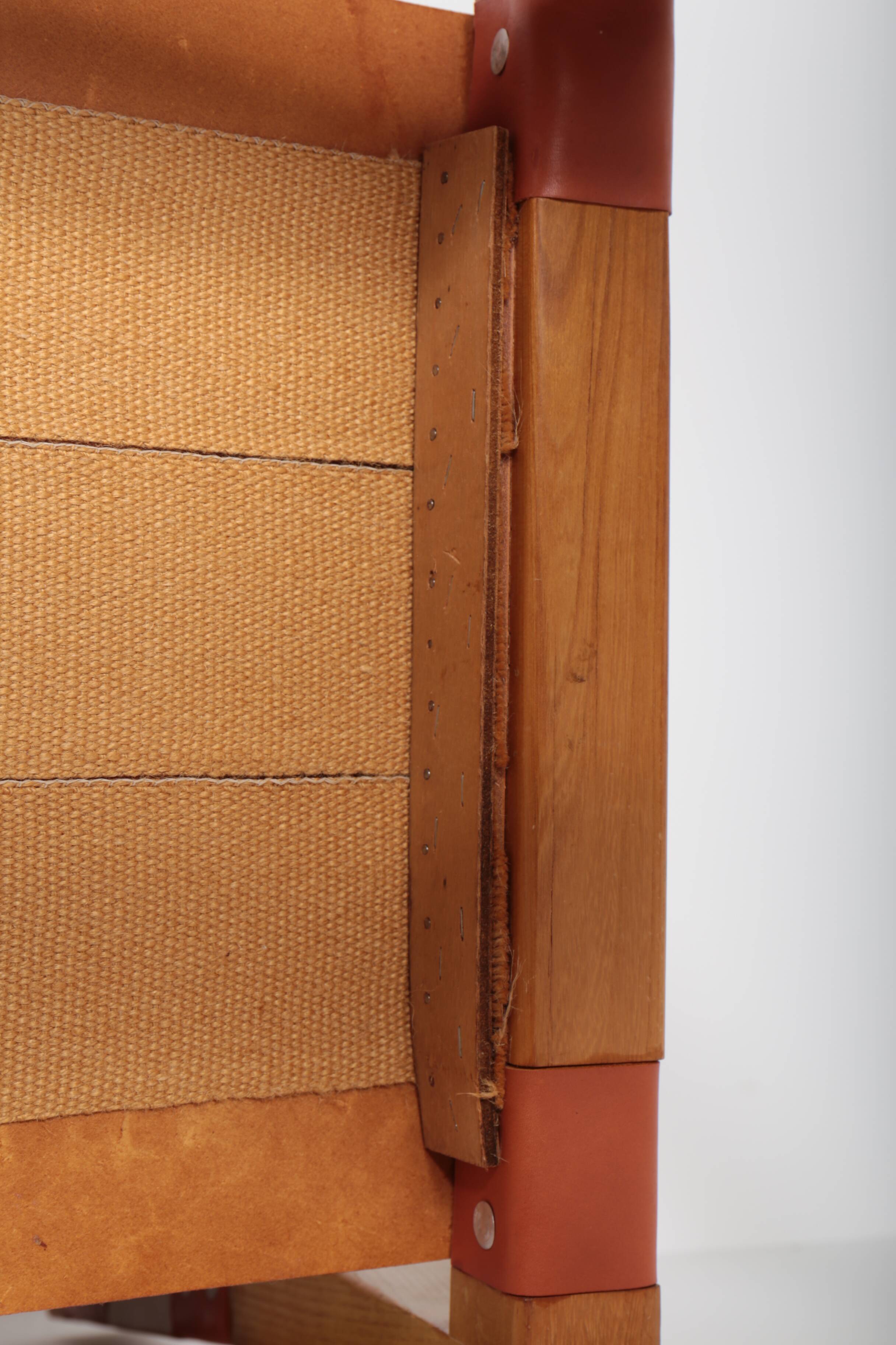 Set of 6 chairs in elm and leather Maison Regain edition