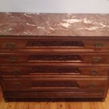 1900 cherry chest of drawers with red marble