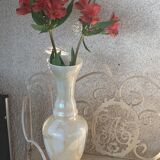 Beige opaline vase vintage marble effect