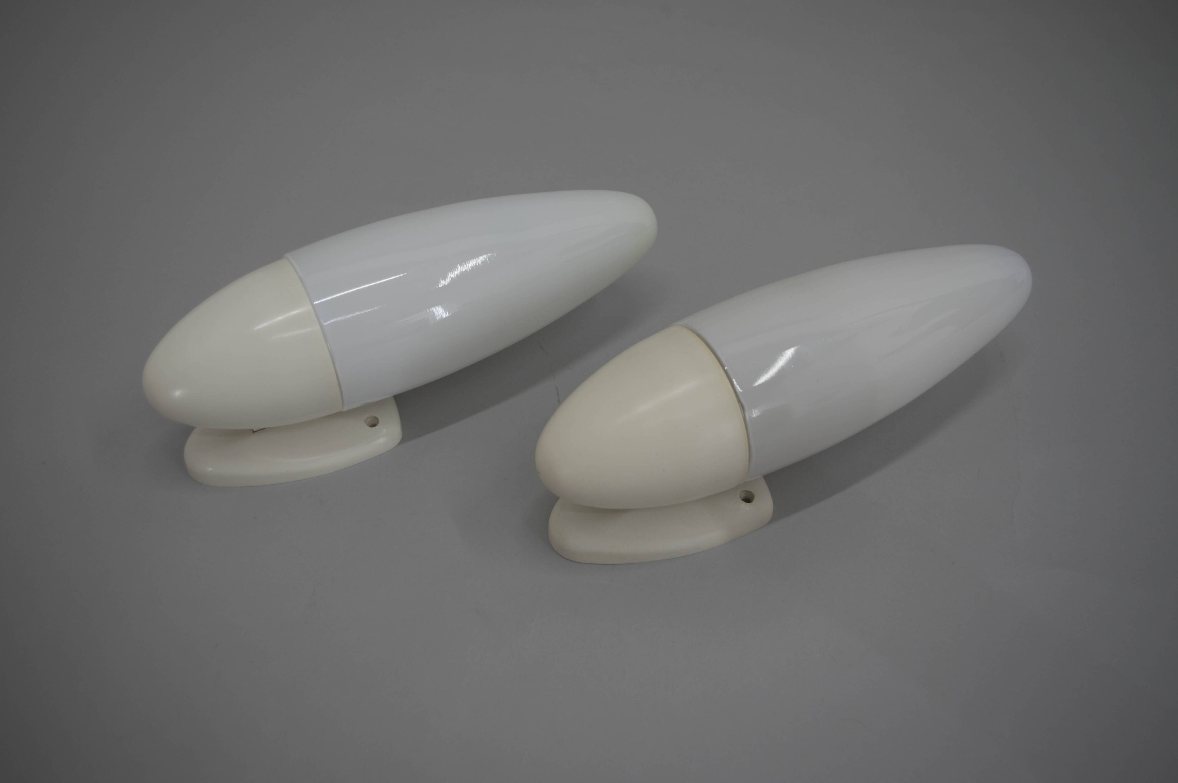 Set of Two Space Age Wall Lamps, Czechoslovakia, 1960s