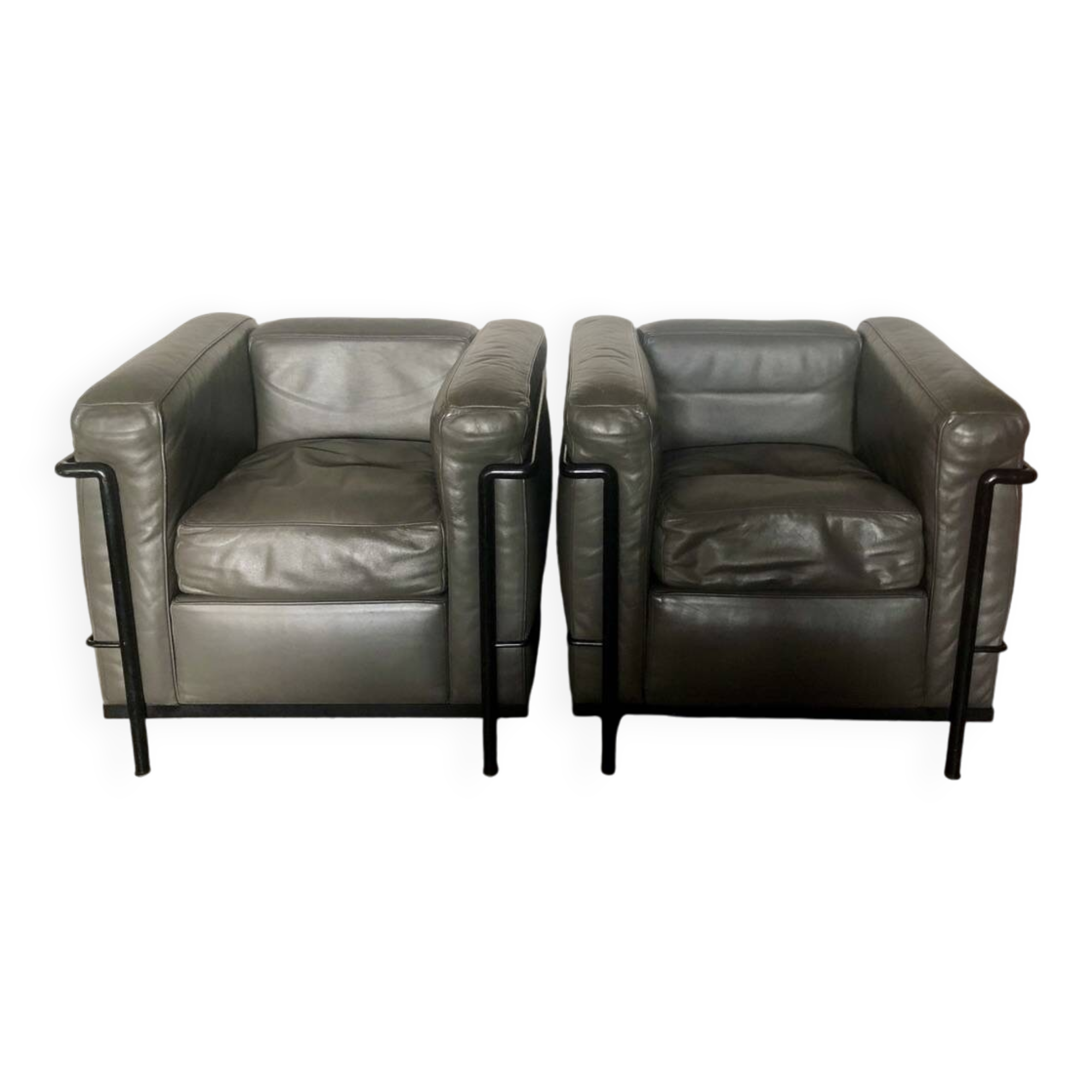 Pair of LC2 Le Corbusier armchairs by Cassina
