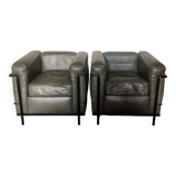 Pair of LC2 Le Corbusier armchairs by Cassina