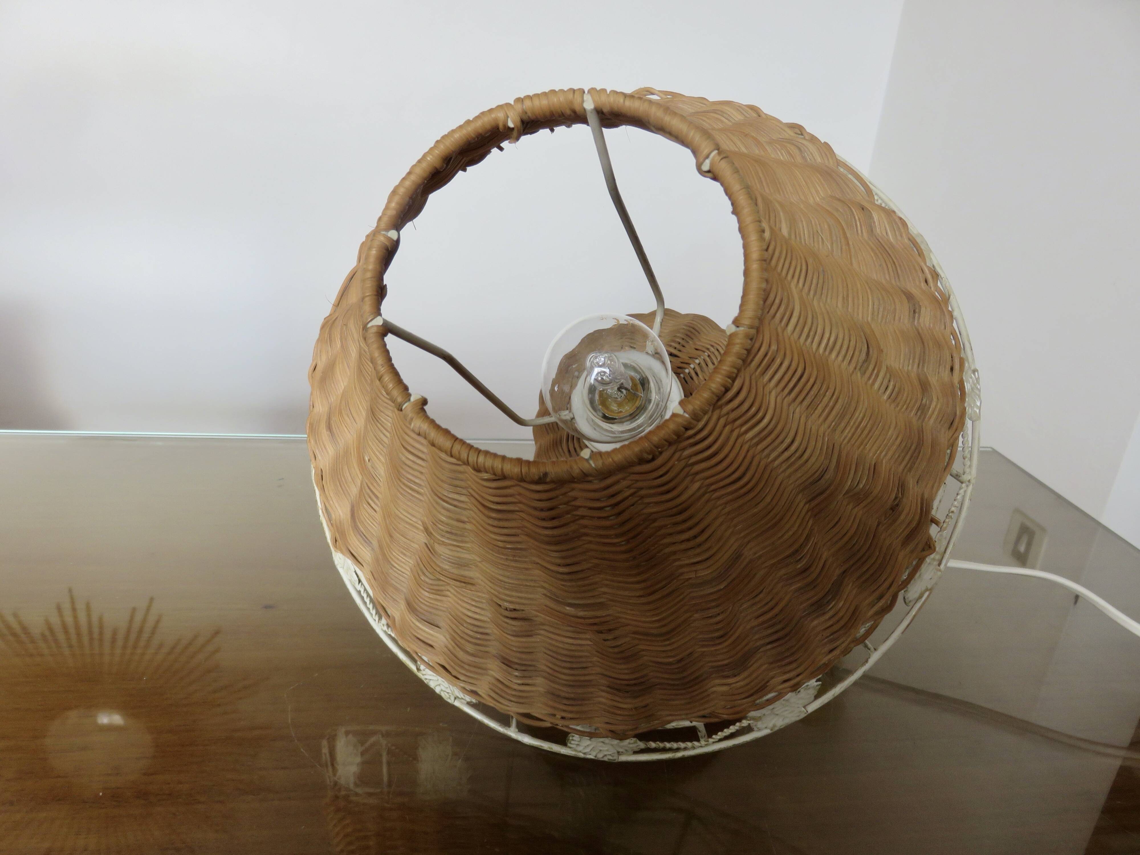 Pair of rattan lamps, 1980s