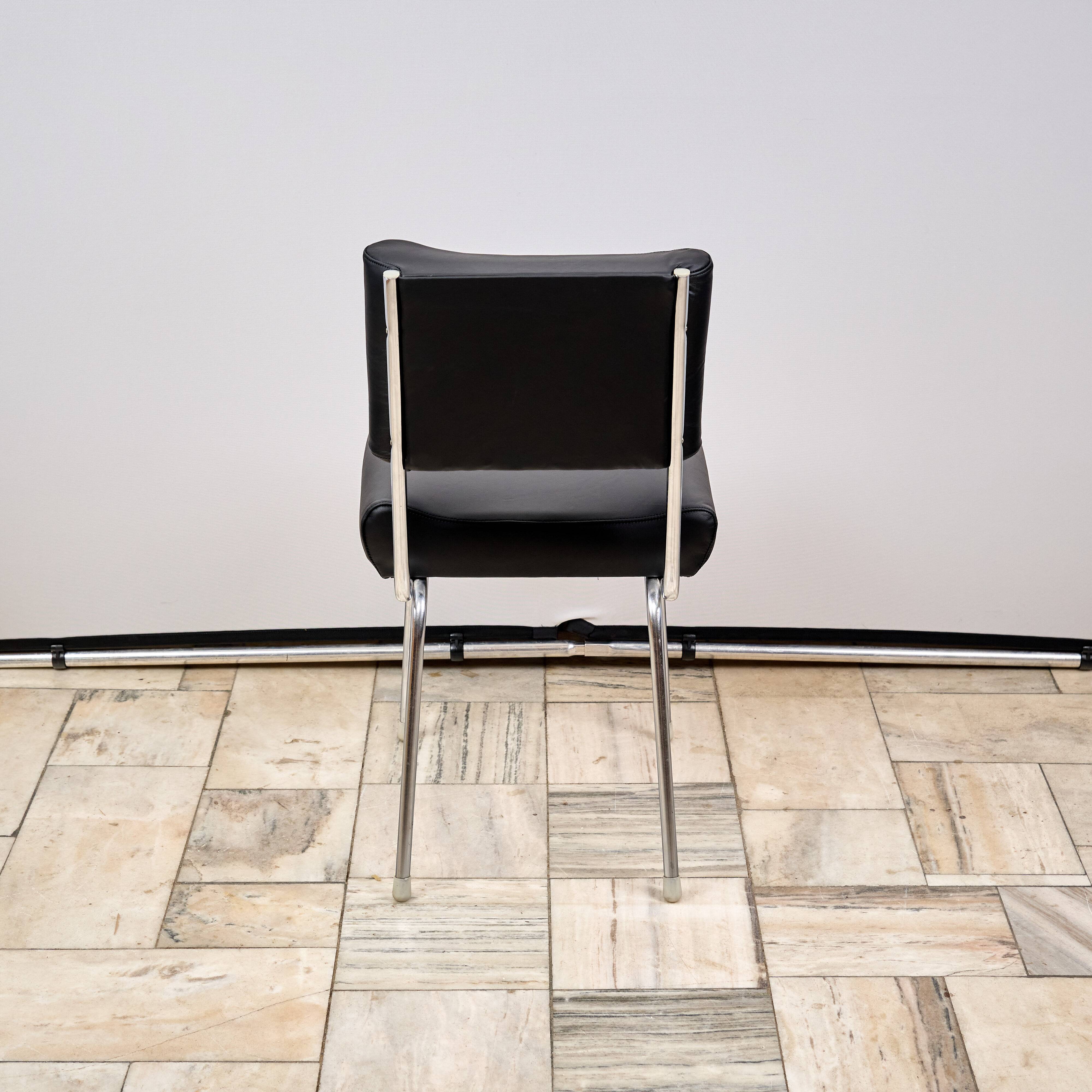 Vintage Leather Chair with Chrome Legs, 1970s, Czechoslovakia