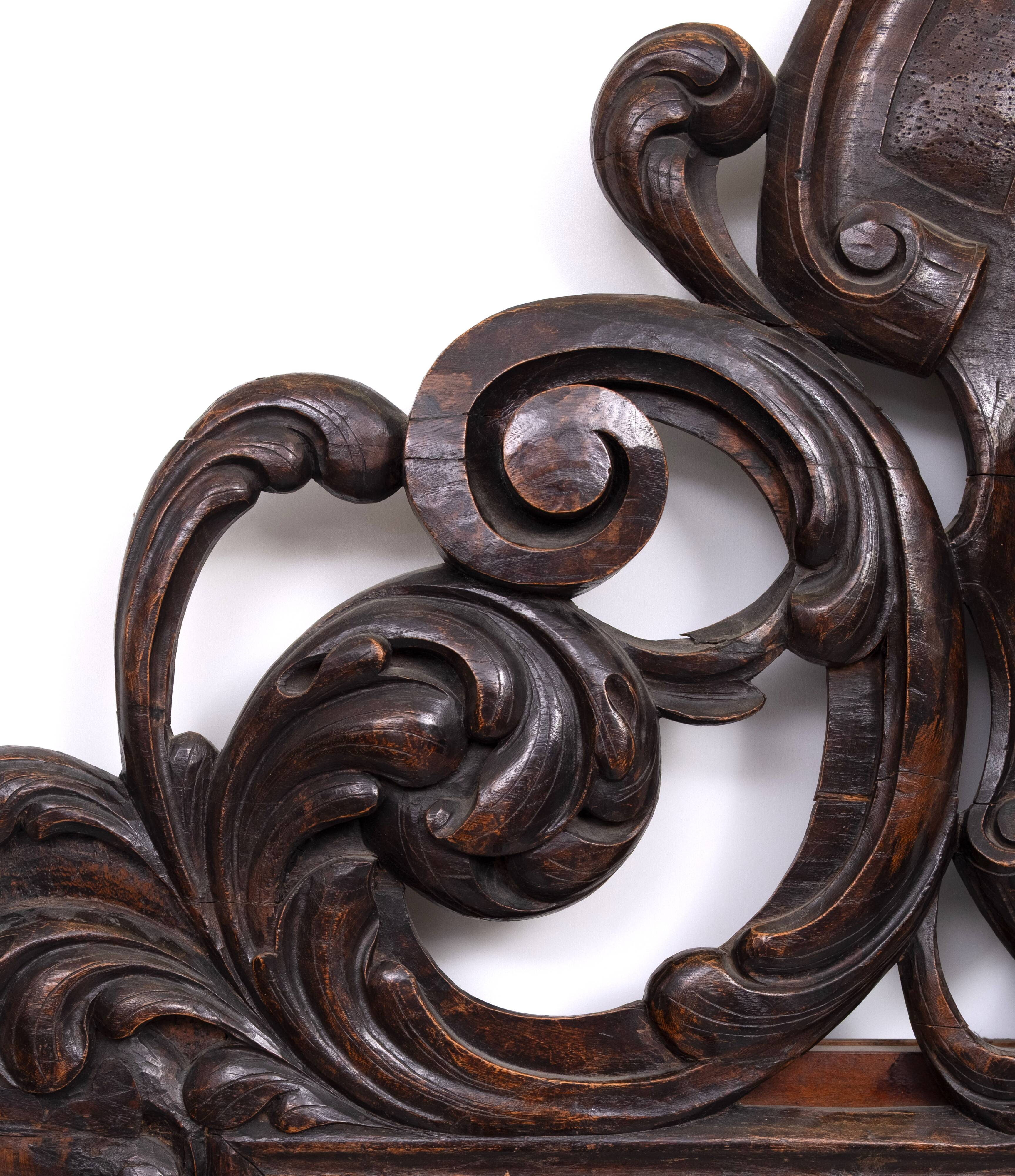 Impressive Monumental 18 Century Antique Cherub Oak mirror Holland