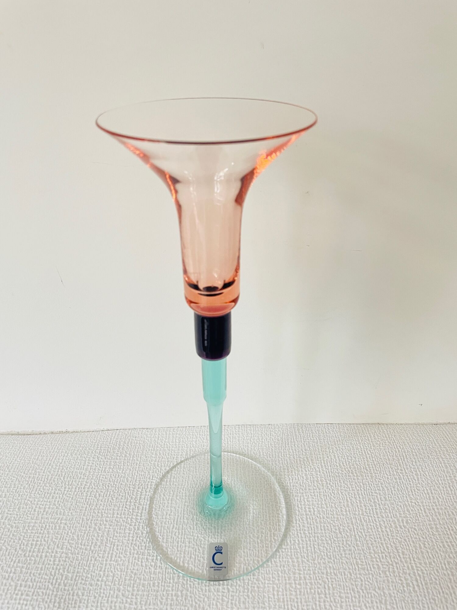 Design candleholder Christinenhütte Germany. Unique Design Cristinen Hütte. German glass.