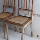 Pair of antique canned chairs Henri II