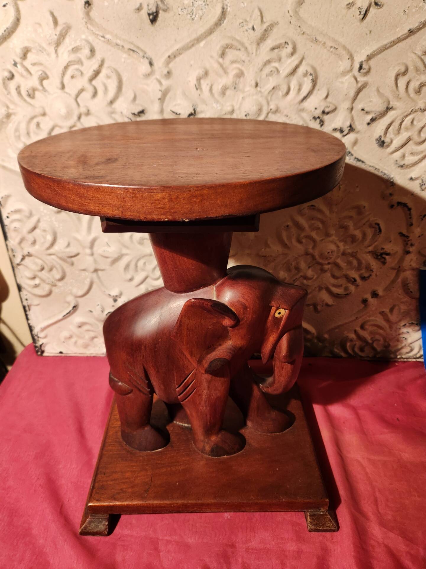 Elephant side table, Art Deco wooden accent table.
