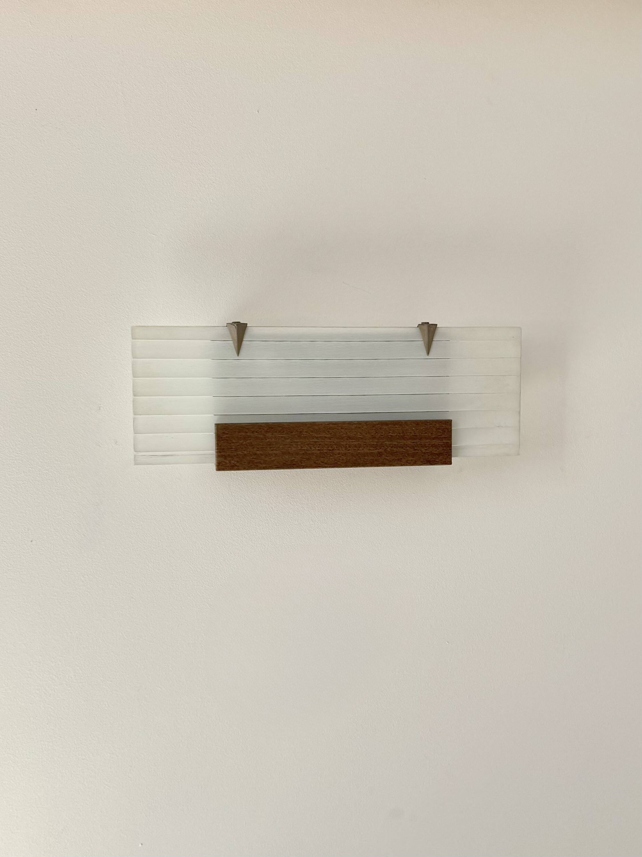 Vintage wall light, chrome metal and frosted glass, France, 1940.