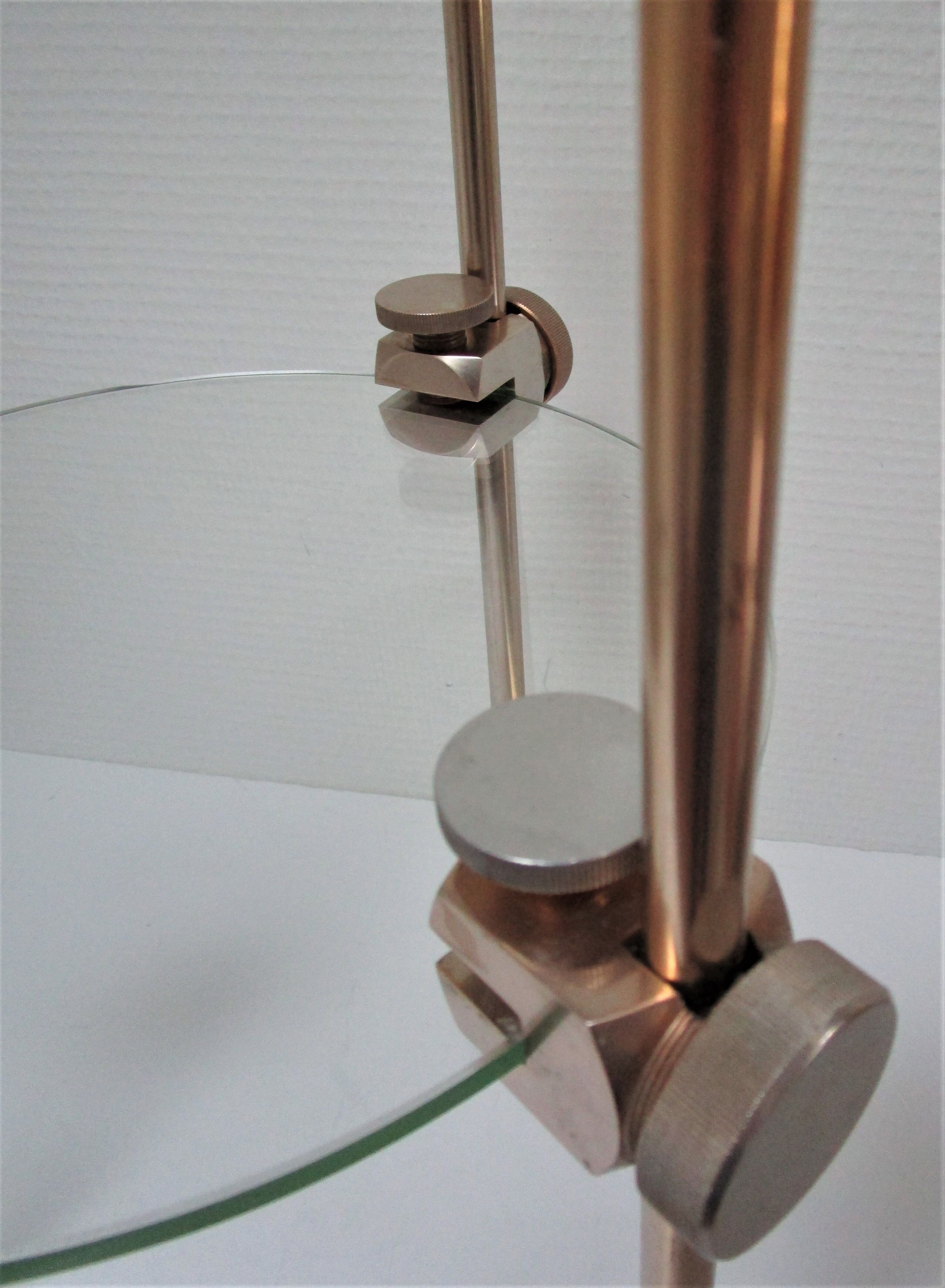 Vintage design glass and metal display shelf