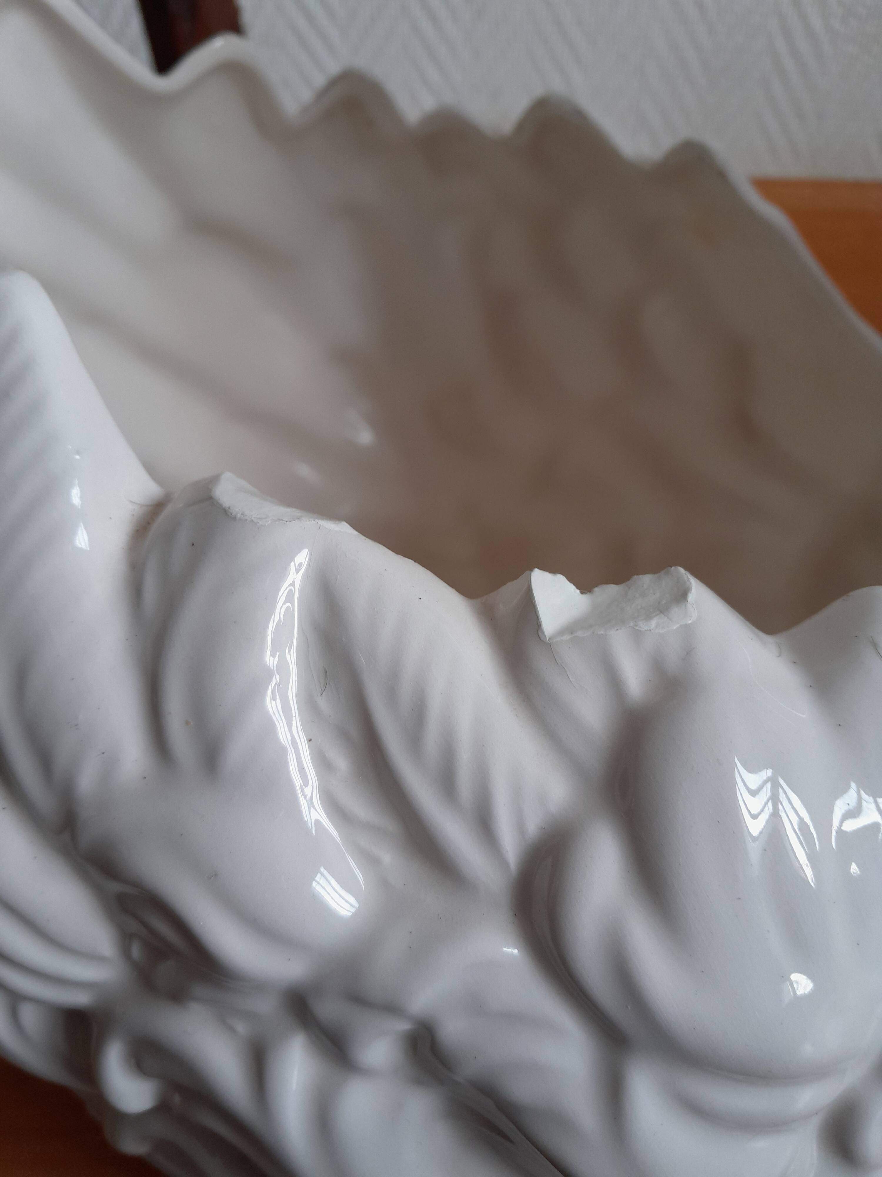 Pair of ceramic swan pot covers 1970