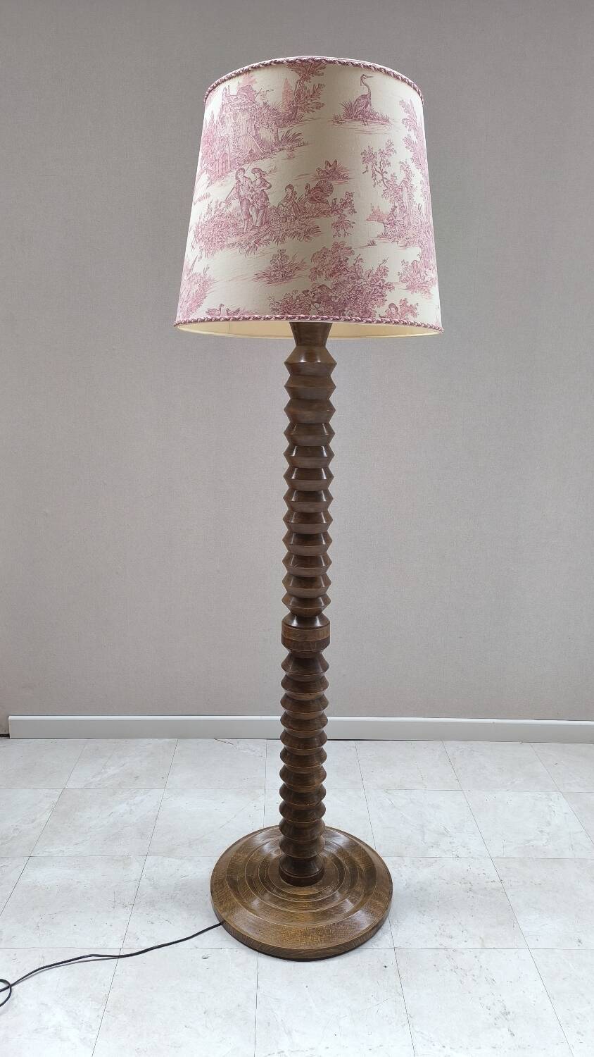 1950s turned wood floor lamp