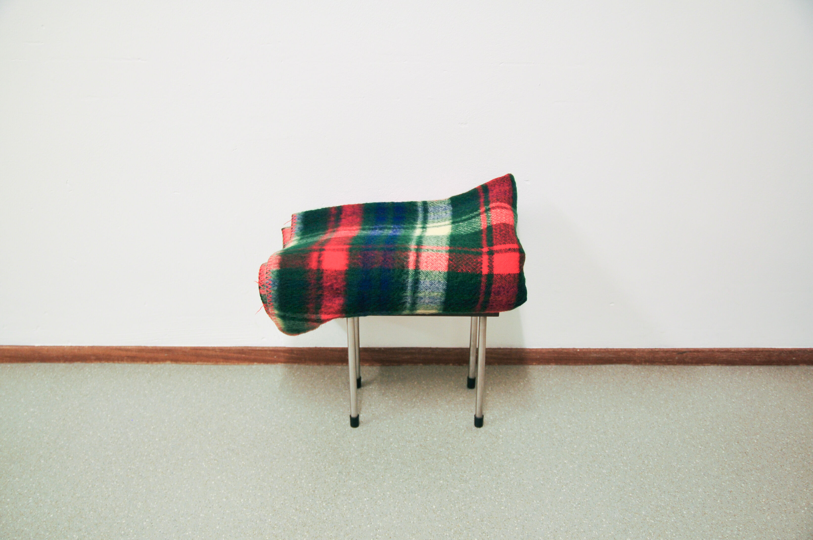 Green checkered vintage wool blanket aabe