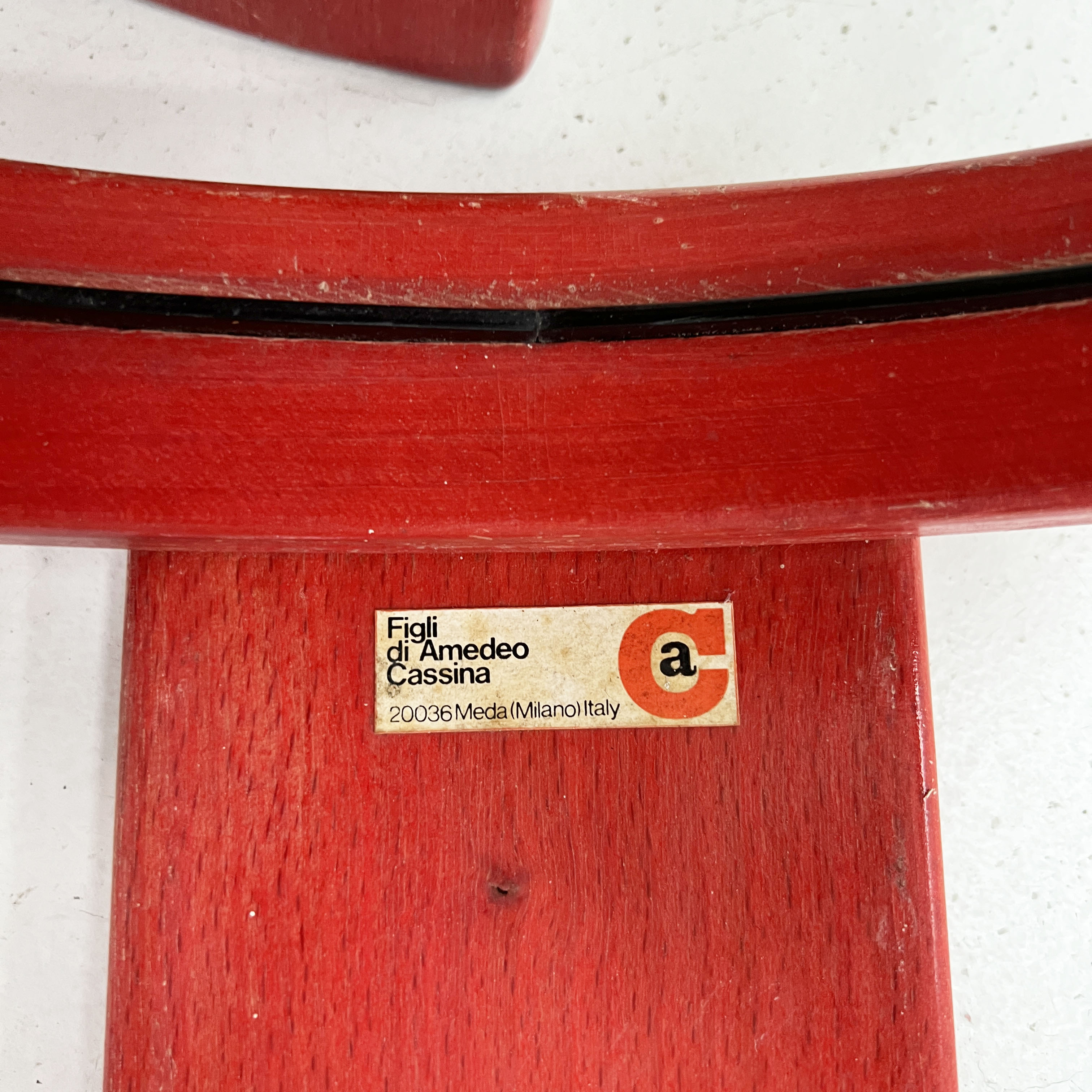 Set of 3 red nesting tables by Gianfranco Frattini for Cassina, 1970