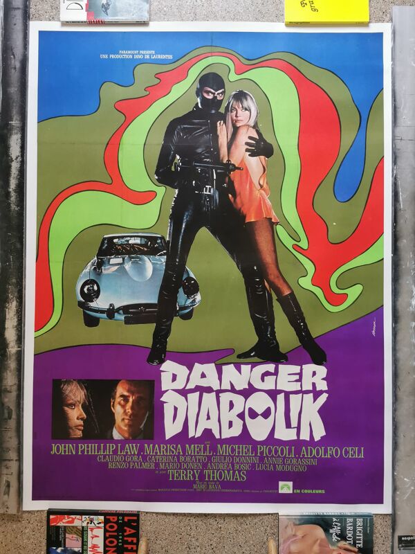 Affiche originale de 1968 danger diabolik mario bava jaguar type e