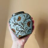 Vintage enamelled brass vase