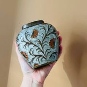 Vintage enamelled brass vase