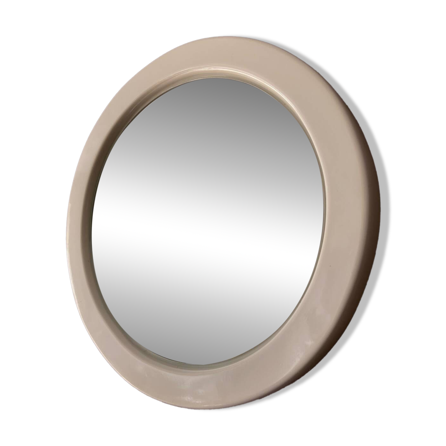 Miroir rond blanc en plastique vintage