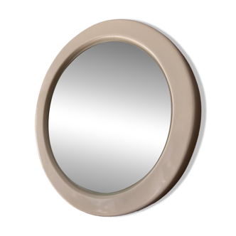 Vintage round white plastic mirror