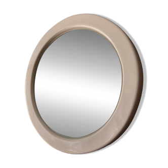 Vintage white plastic round mirror