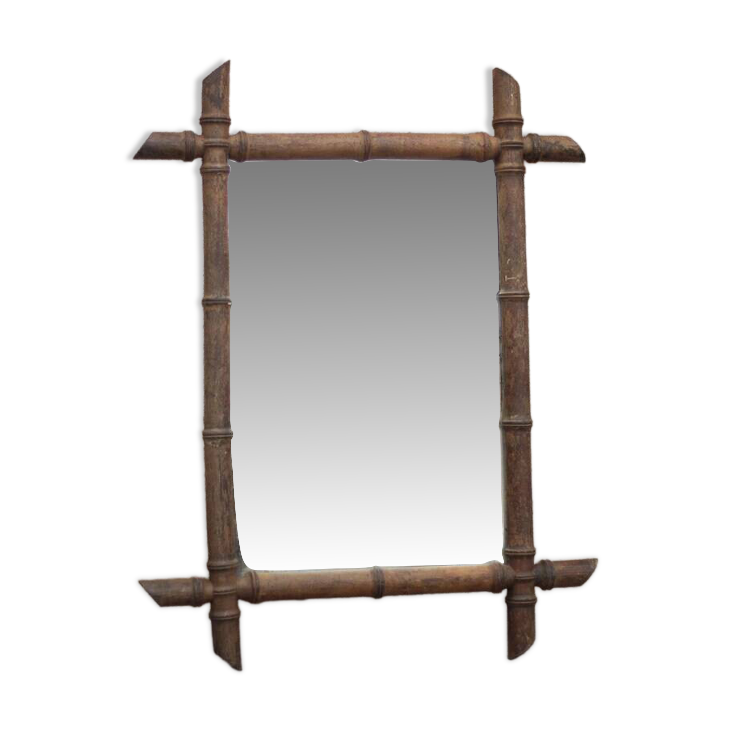 Wooden bamboo imitation mirror, antique mirror, hanging mirror, interior decor, mirror