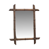 Wooden bamboo imitation mirror, antique mirror, hanging mirror, interior decor, mirror