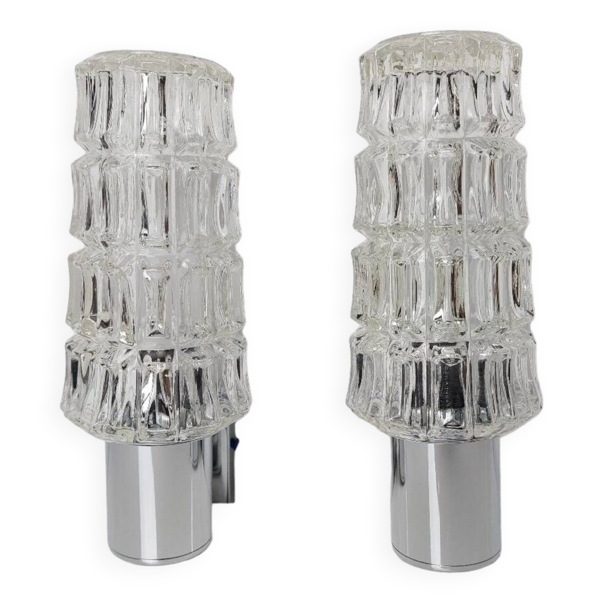 Pair of chrome wall lights