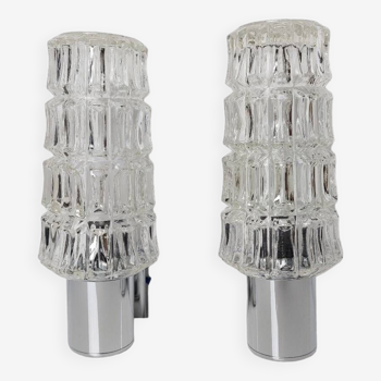 Pair of chrome wall lights