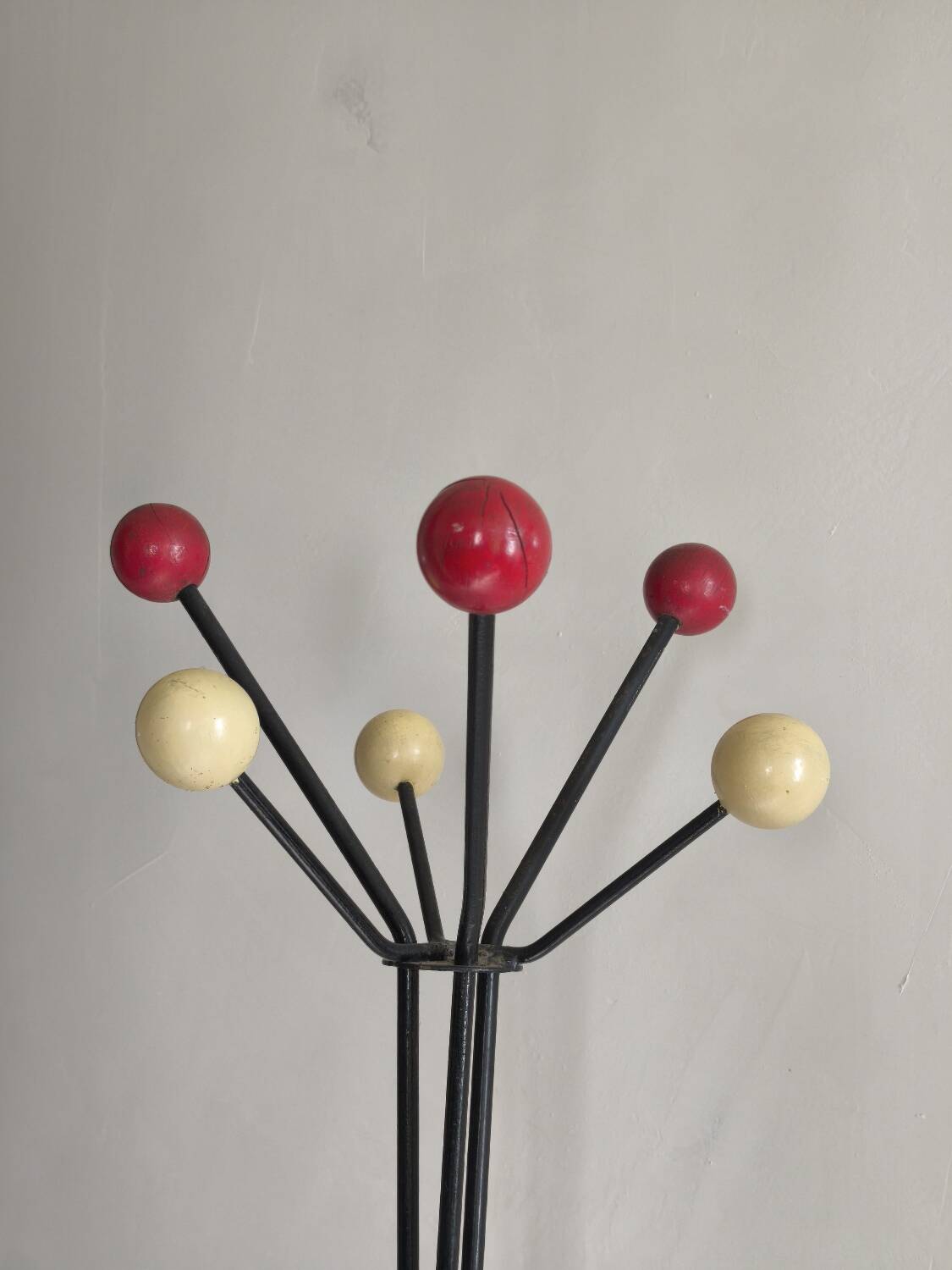 Vintage metal and wood coat rack