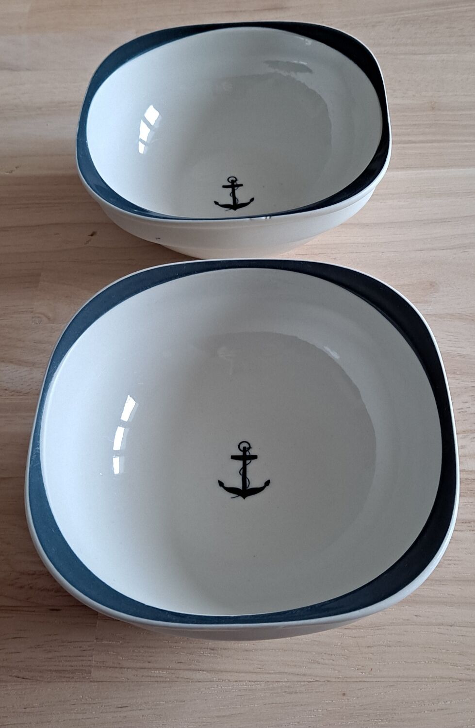 Bowls cups anchor decoration Sarreguemines