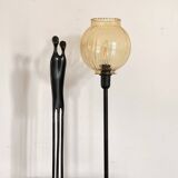 Lampe de table à poser avec un abat-jour ancien en verre doré