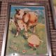 Set of 5 illustrations framed in glass the Fables of La Fontaine