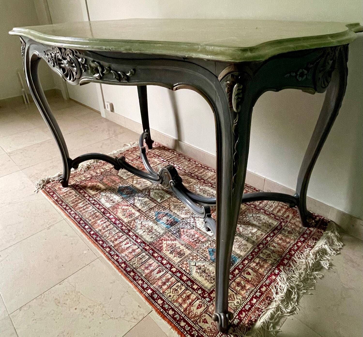 Louis XV style painted carved oak table