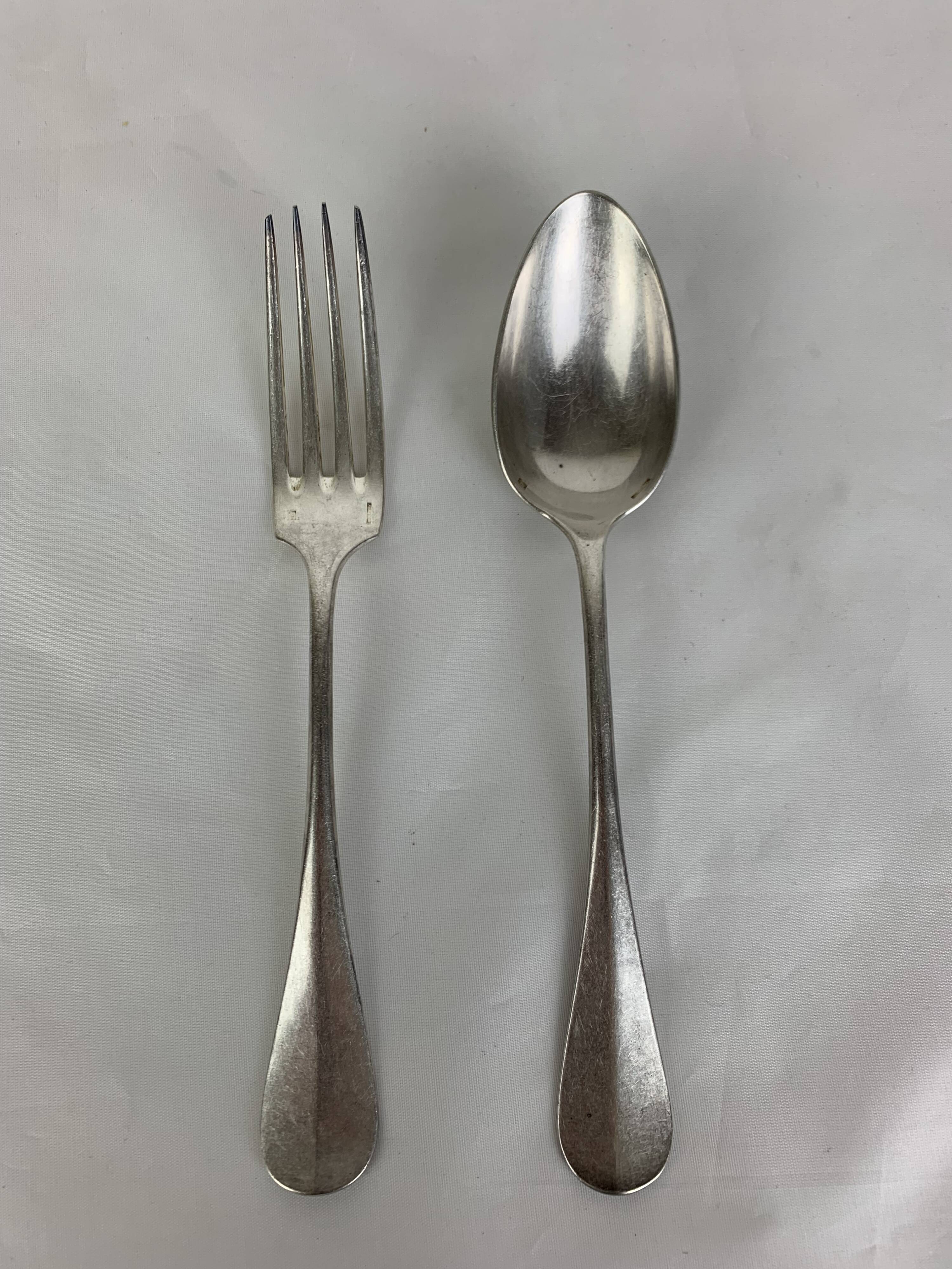 6 forks & 6 spoons Christofle Baguette Fidelio model silver metal