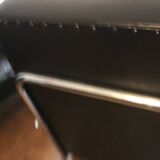Sofa and armchair in chrome metal and black leather
