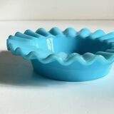 Cendrier verre opalin bleu vintage