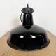 Industrial Black Enamel Factory Lamp with Cast Iron Top, 1950s