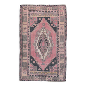 Tapis vintage classique rose et bleu marine, 134x216Cm